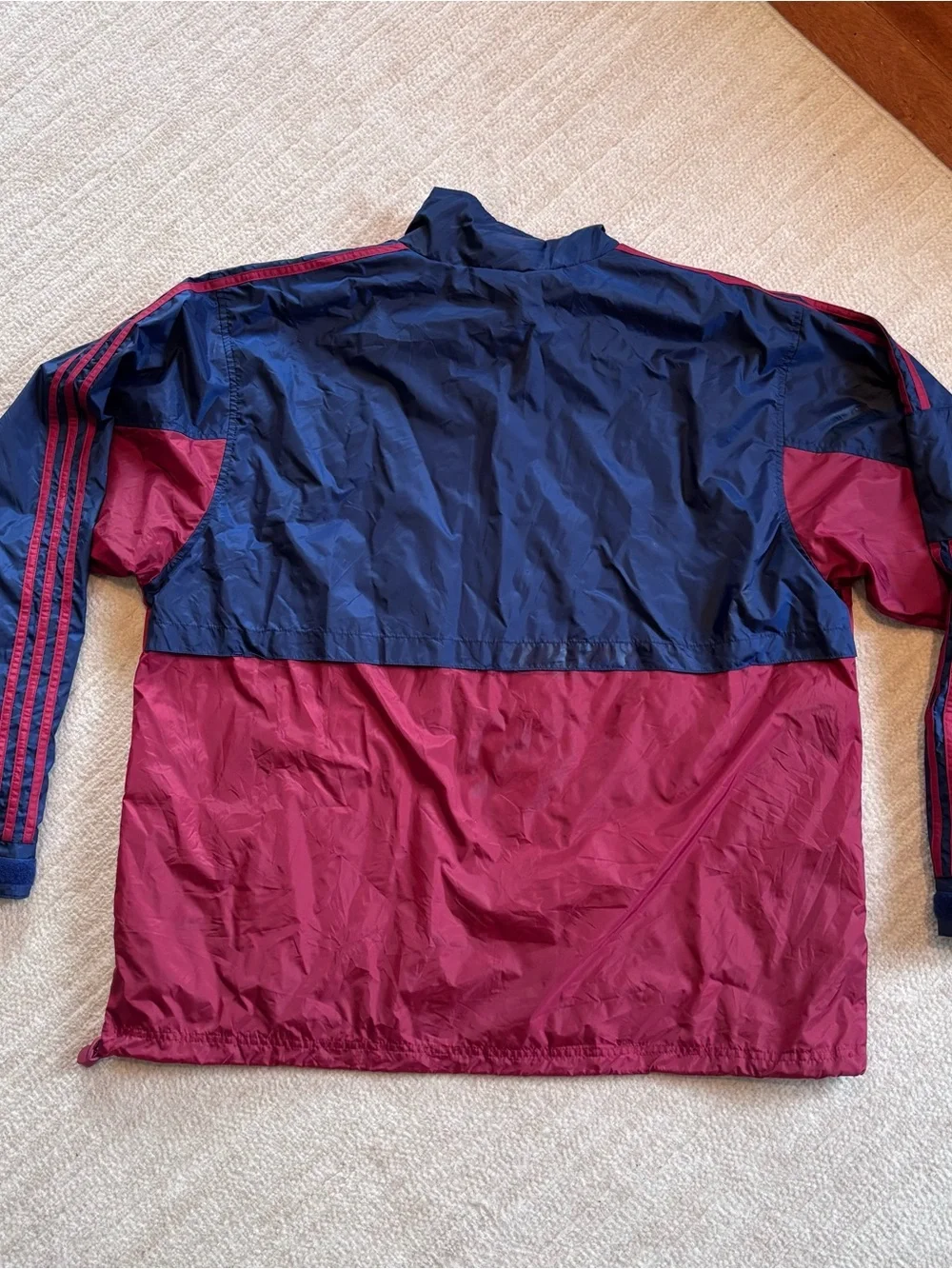 adidas Men's Colorblock Windbreaker Jacket in Navy & Red XXL